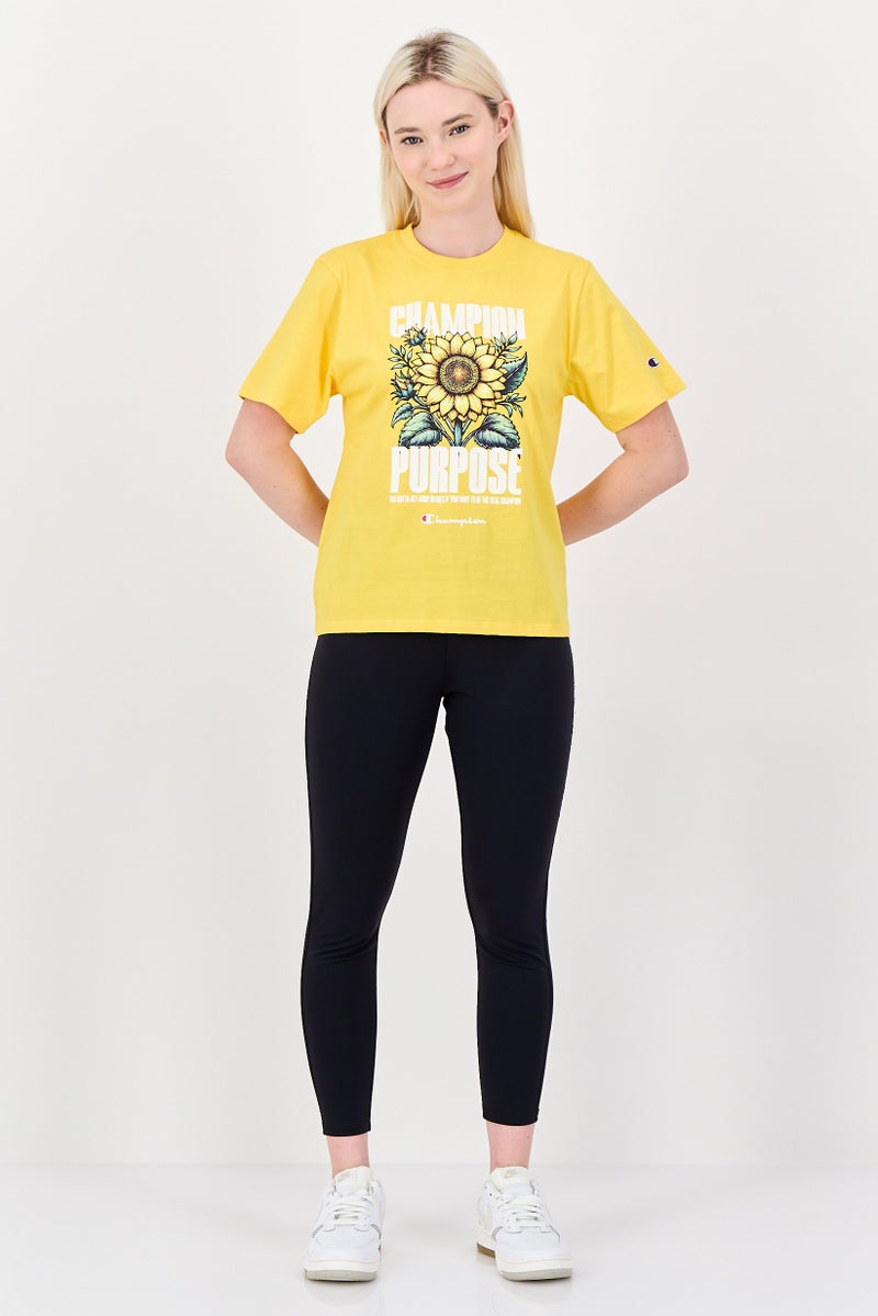 Champion Women Sportswear Fit Short Sleeve Outdoor T-Shirt, Yellow - Image 2